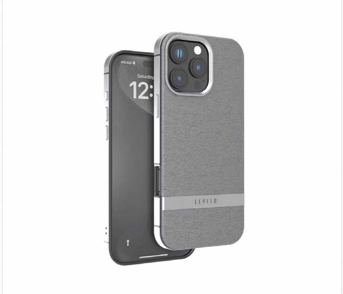 Levelo Pelle Leather Case For Iphone 16 Pro Gray - Zoom Image 1