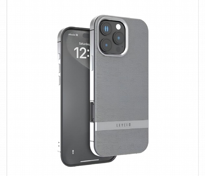 Levelo Pelle Leather Case For Iphone 16 Pro Gray - Zoom Image 1