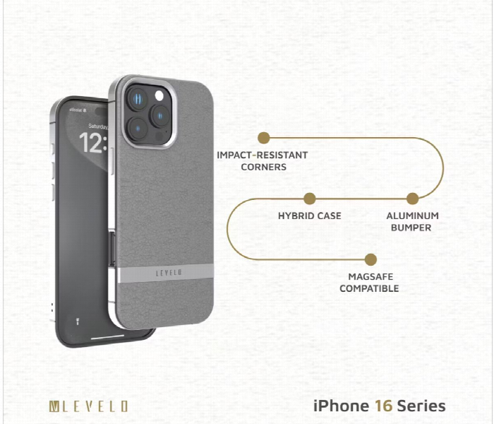 Levelo Pelle Leather Case For Iphone 16 Pro Gray - Zoom Image 4