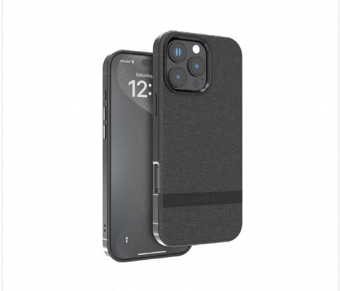 Levelo Pelle Leather Case For Iphone 16 Pro Black - Zoom Image 1