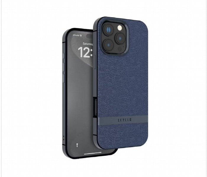 Levelo Pelle Leather Case For Iphone 16 Pro Blue - Zoom Image 1