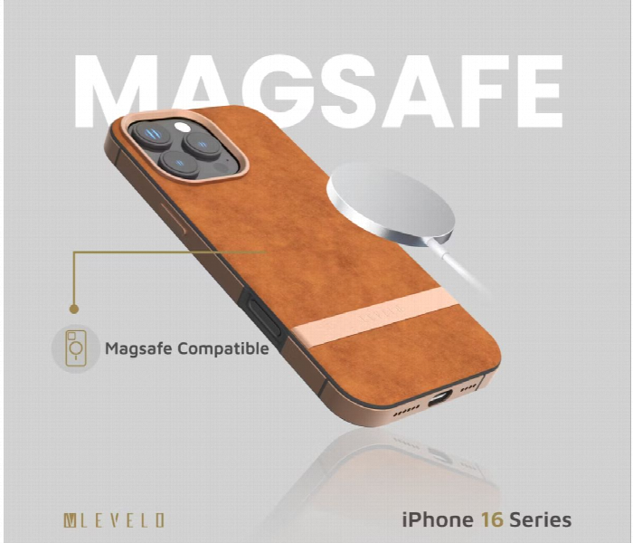 Levelo Pelle Leather Case For Iphone 16 Pro Brown - Zoom Image 3