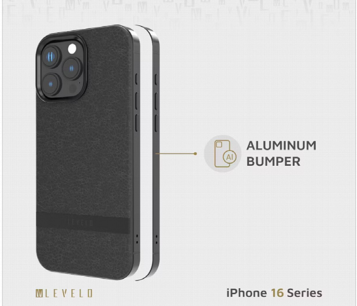 Levelo Pelle Leather Case For Iphone 16 Pro Max Black - Zoom Image 2
