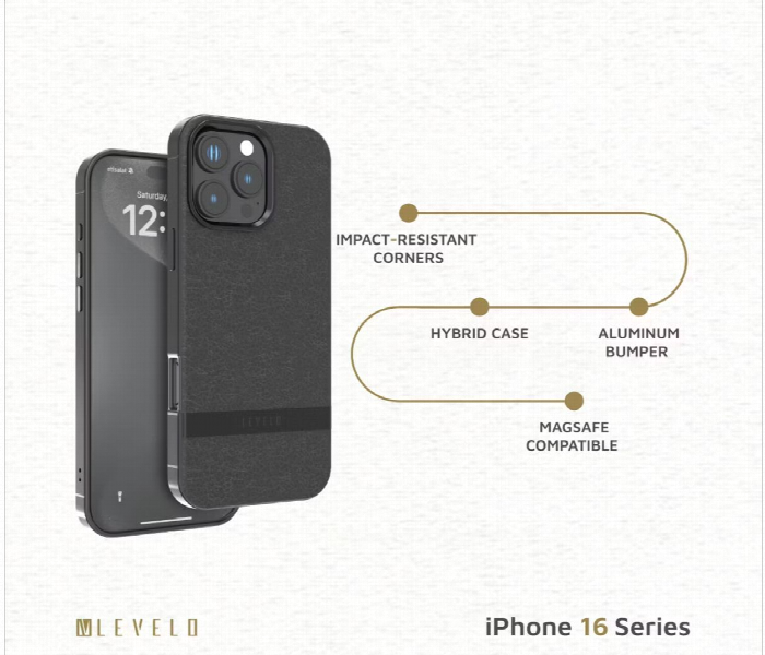 Levelo Pelle Leather Case For Iphone 16 Pro Max Black - Zoom Image 4