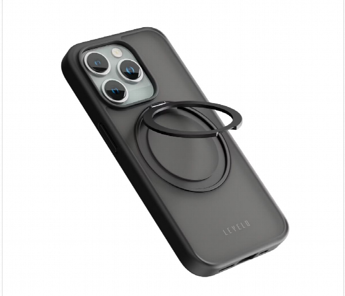 Levelo Magsafe Ringo Multi Functional Kickstand Case For Iphone 15 Pro Max Black - Zoom Image 2
