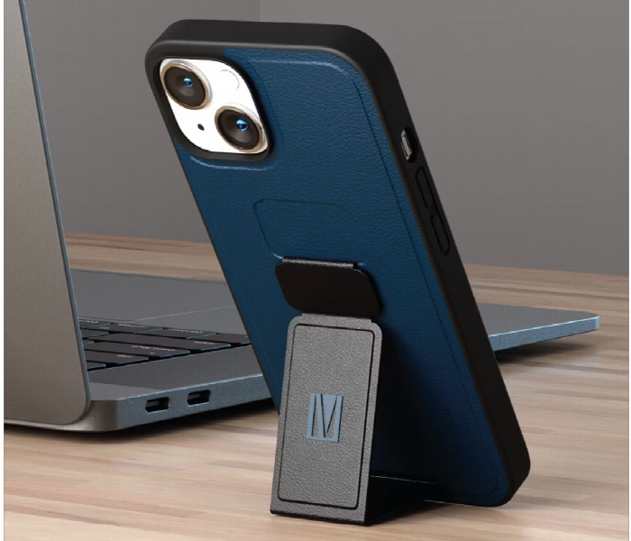 Levelo Morphix Gripstand Iphone 14 Pu Leather Case Storm Blue - Zoom Image 2