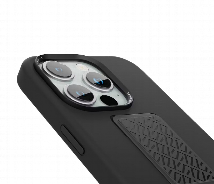 Levelo Morphix Silicone Case With Leather Grip For Iphone 15 Pro Max Black - Zoom Image 3