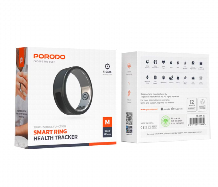 Porodo Smart Wearable Ring With Touch Function  9 19.1Mm  Black - Zoom Image 3