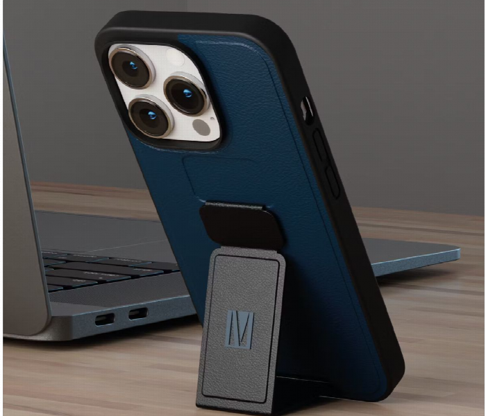 Levelo Morphix Gripstand Iphone 14 Pro Pu Leather Case Storm Blue - Zoom Image 2