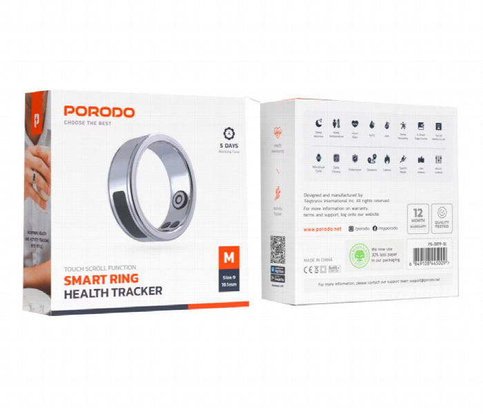Porodo Smart Wearable Ring With Touch Function 9 19.1Mm  Silver - Zoom Image 3