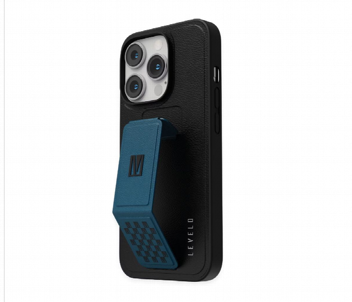 Levelo Morphix Gripstand Iphone 14 Pro Pu Leather Case Pacific Blue - Zoom Image 1
