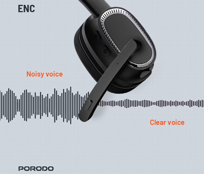 Porodo Enc Wireless Work Headphone Black - Zoom Image 4