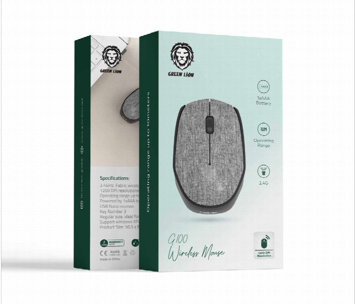 Green Lion G100 Wireless Mouse  Gray - Zoom Image 2