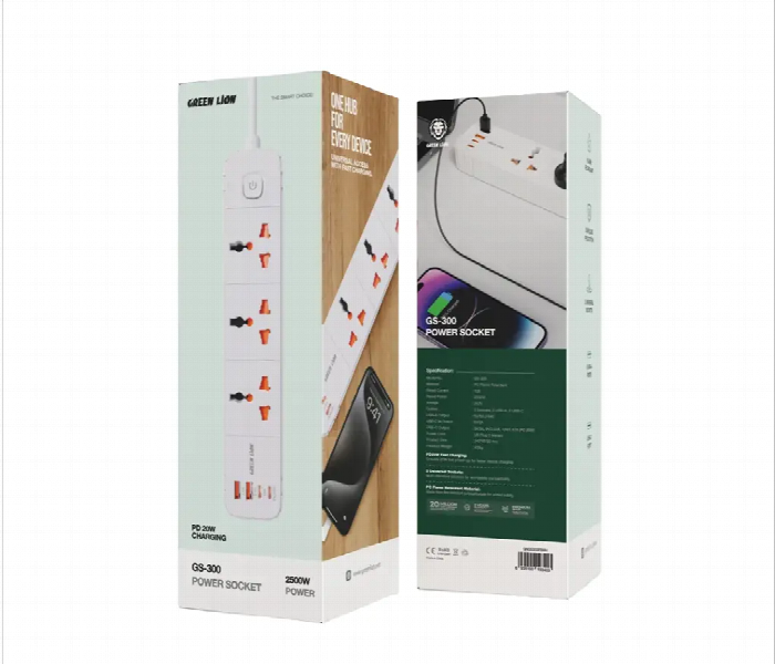 Green Lion Gs 300 Power Socket 2500W  White - Zoom Image 2