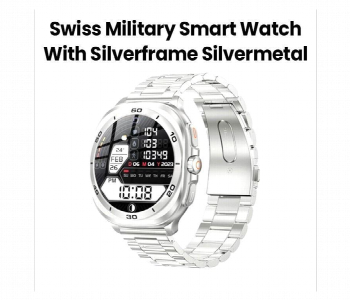 Swiss Military Dom 7 Smart Watch . Silver Frame With Silvermetal Strap - Zoom Image 2