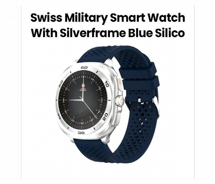 Swiss Military Dom 7 Smart Watch . Silver Frame With Blue Silicon Strap - Zoom Image 2