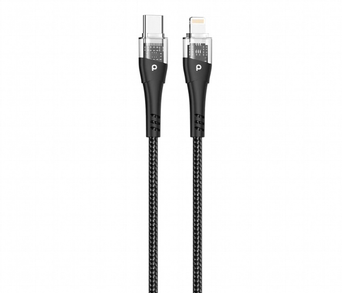 Porodo Dual Transparent Charger With Usb C To Lightning Cable 1.2M  Black - Zoom Image 4