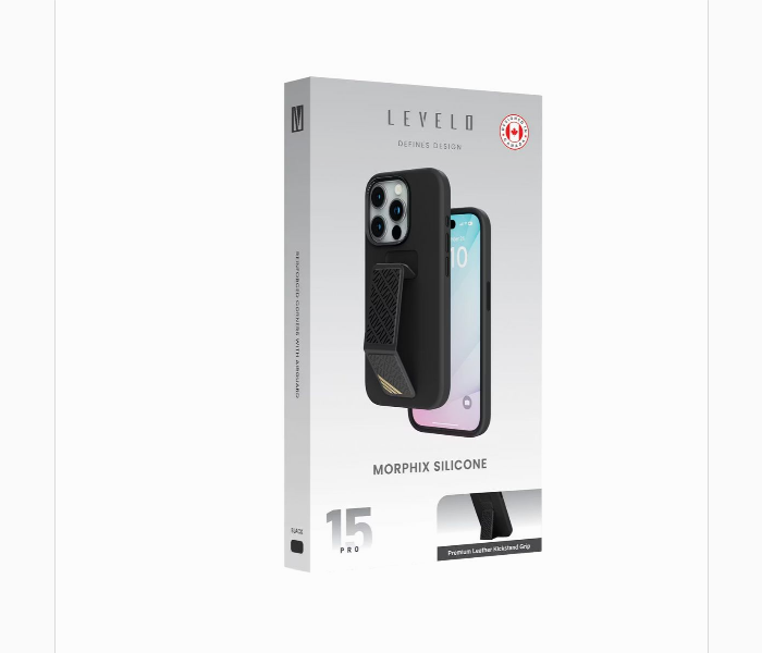 Levelo Morphix Silicone Case With Leather Grip For Iphone 15 Pro Black - Zoom Image 5