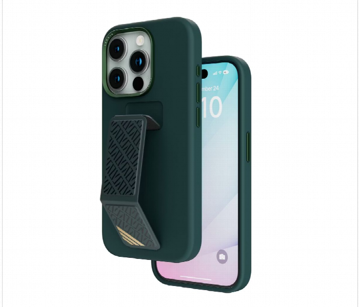 Levelo Morphix Silicone Case With Leather Grip For Iphone 15 Pro Green - Zoom Image 1