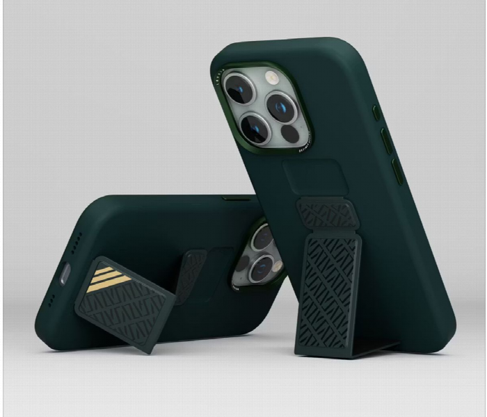 Levelo Morphix Silicone Case With Leather Grip For Iphone 15 Pro Green - Zoom Image 4