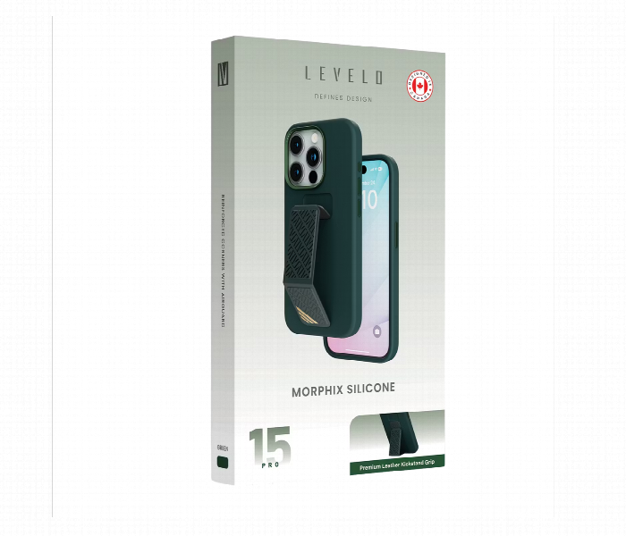 Levelo Morphix Silicone Case With Leather Grip For Iphone 15 Pro Green - Zoom Image 5