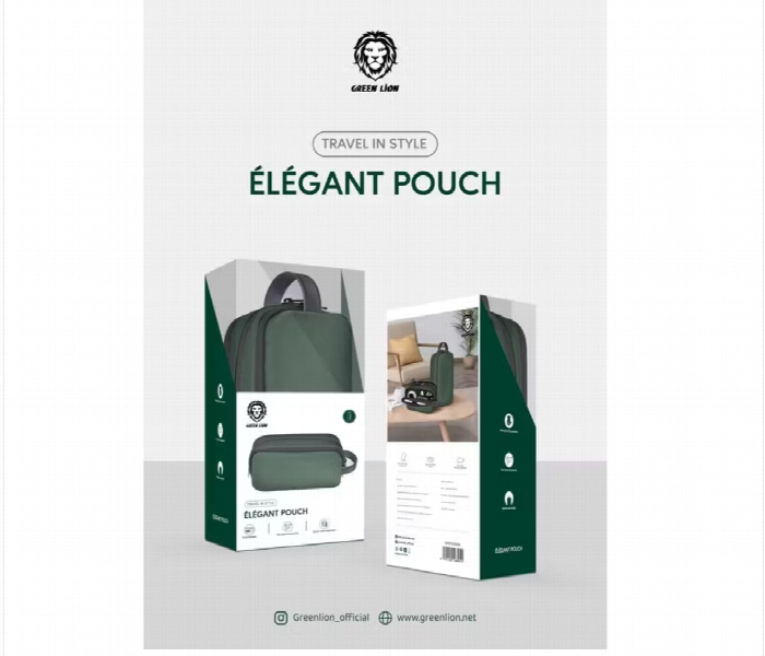 Green Lion Elegant Pouch  Dark Green - Zoom Image 3