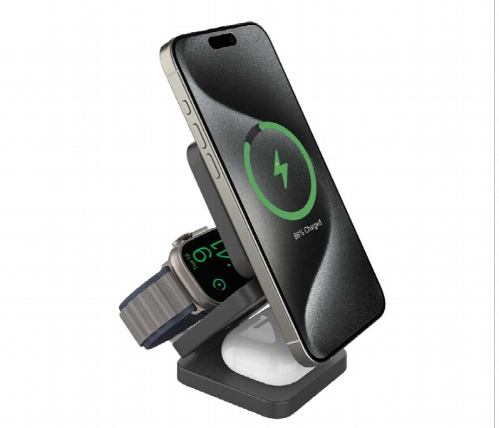 Porodo 3In1 Magsafe Wireless Foldable Fast Charger 15W - Zoom Image 3