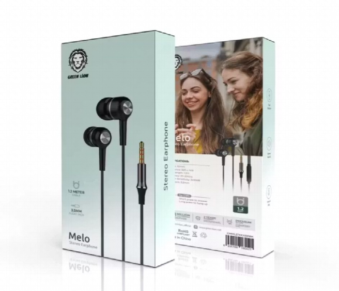 Green Lion Melo Stereo Earphones With Inbuilt Mic 1.2M Cable - Zoom Image 2