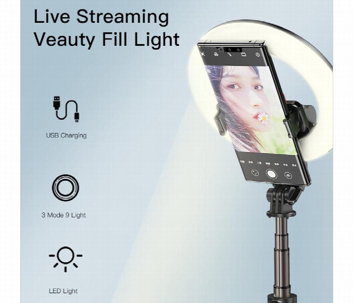 Yesido Selfie Stick With Wireless Ring Light Tripod . Sf12 - Zoom Image 5