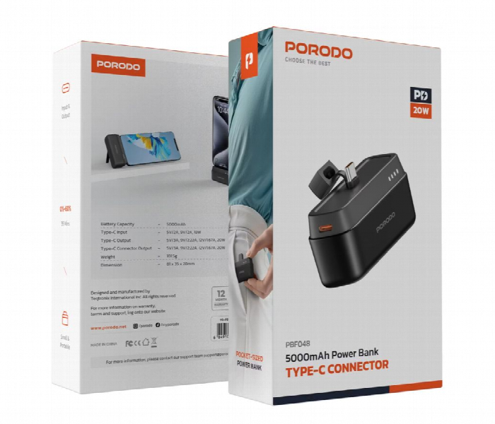 Porodo 5000Mah Power Bank With Type C Connector  Black - Zoom Image 4