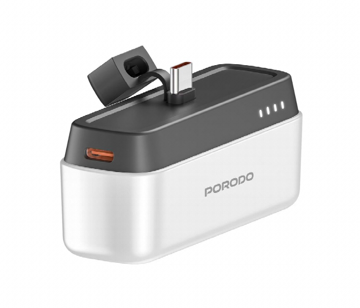 Porodo 5000Mah Power Bank With Type C Connector  White - Zoom Image 1
