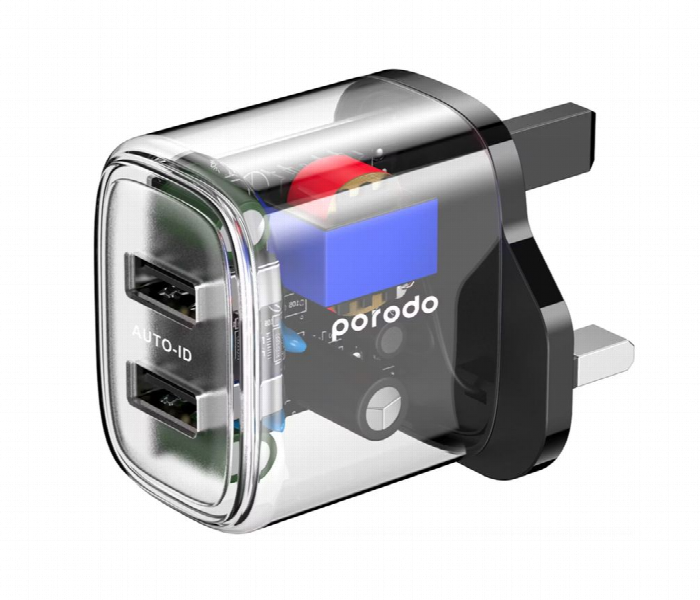 Porodo Dual Output Transparent Charger 2.4A Uk With Usb A To Usb C Cable - Zoom Image 3