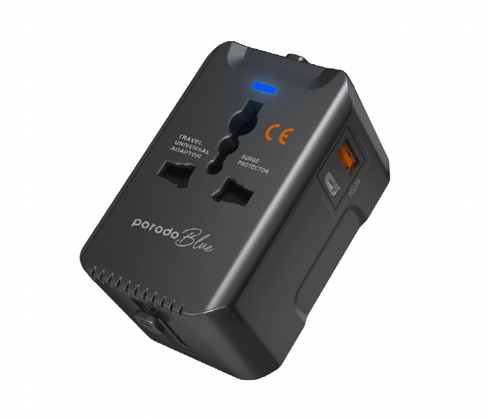 Porodo Blue Dual Port Universal Charger Black - Zoom Image 1