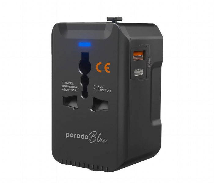 Porodo Blue Dual Port Universal Charger Black - Zoom Image 2