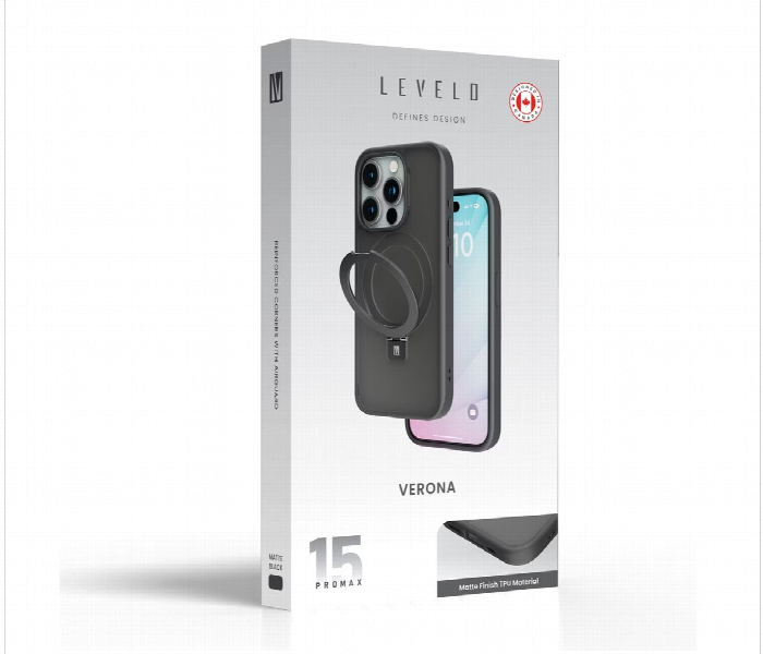 Levelo Verona Case For Iphone 15 Pro Max Matte Black - Zoom Image 5