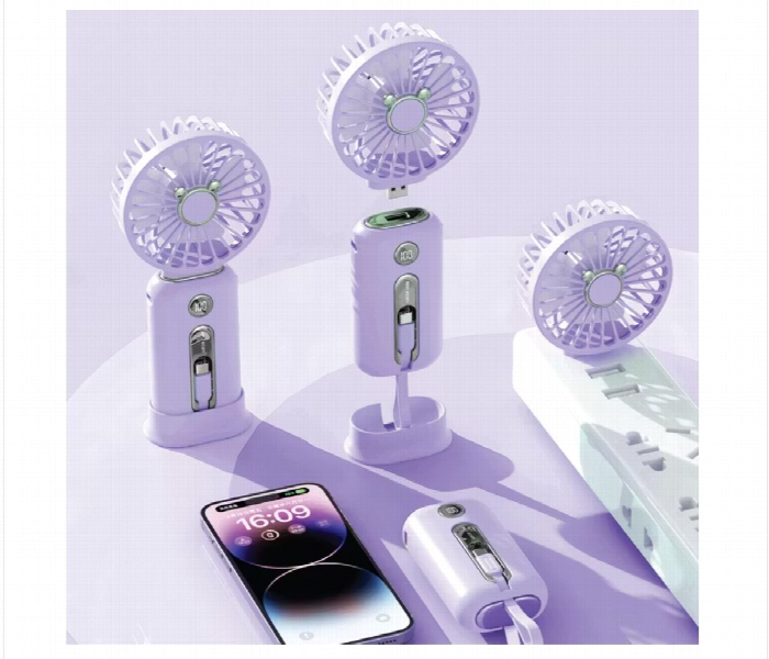 Green Lion Wind Mate Portable Power Bank And  Fan  Purple - Zoom Image 2