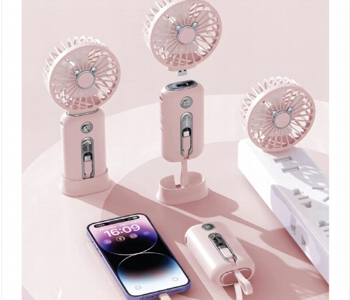 Green Lion Wind Mate Portable Power Bank And Fan  Pink - Zoom Image 2