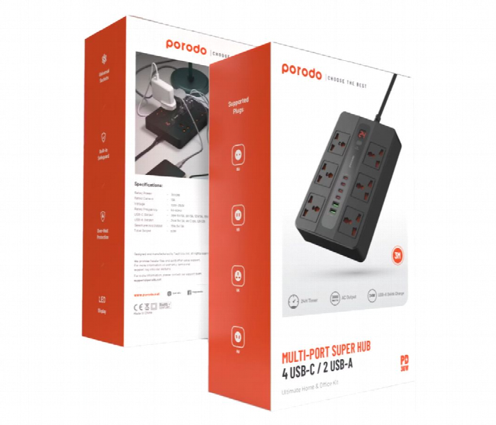 Porodo Multi Port Super Hub 4 Usb C And 2 Usb A - Zoom Image 4