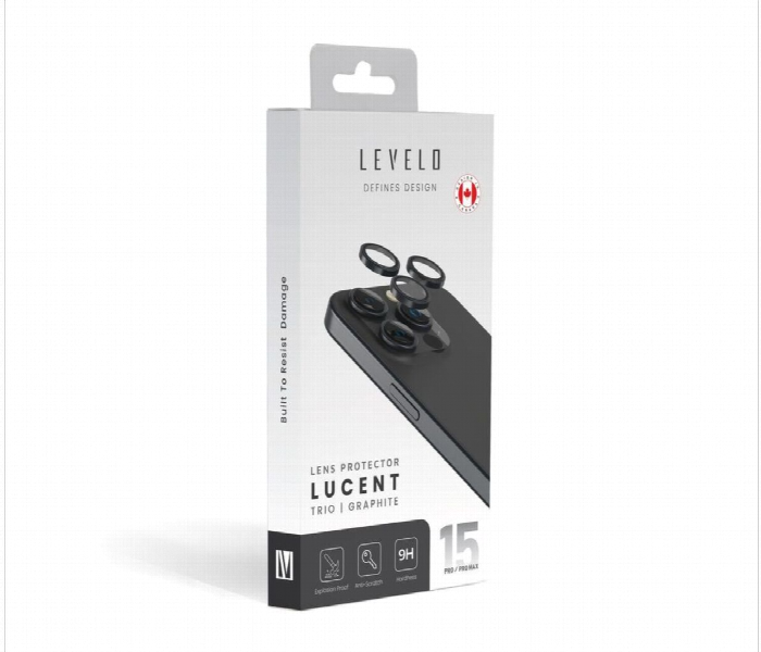 Levelo Lucent Trio 9H Hardness Camera Lens Protector For Iphone 15 Pro Or 15 Pro Max Black - Zoom Image 5