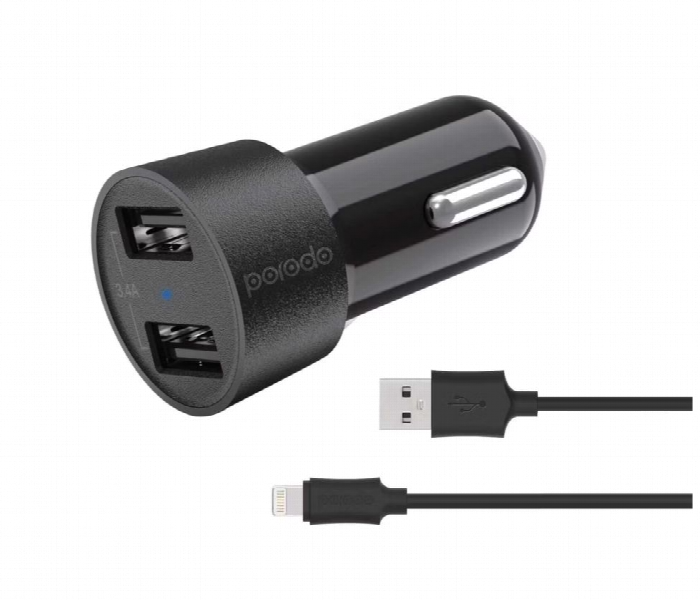 Porodo Dual Usb Car Charger 3.4 Black - Zoom Image 1
