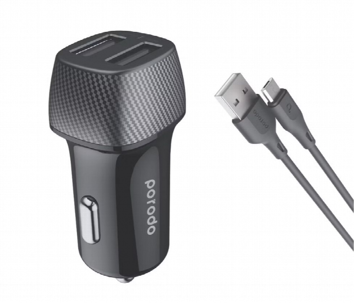 Porodo Dual Port Car Charger 3.4A With Micro Usb Cable - Zoom Image 2