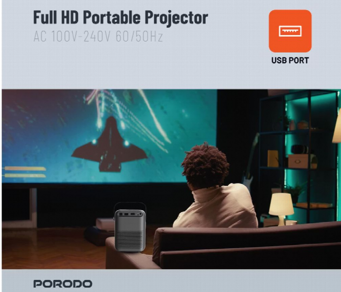 Lifestyle By Porodo Full Hd Portable Projector - Zoom Image 4