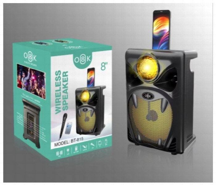 High Bass Bt 815 8 Inch Tws Wireless Speaker With 2 Led Lights And Wired Mic - Zoom Image 2