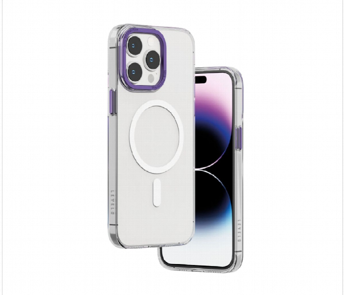 Levelo Magsafe Sensa Clear Back Case For Iphone 14 Pro Max Clear Or Purple - Zoom Image 2