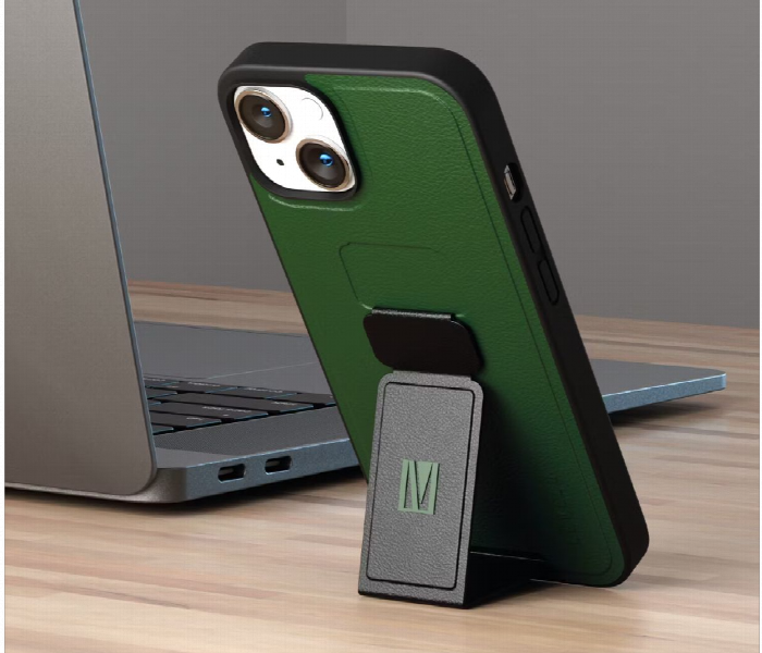 Levelo Morphix Gripstand Iphone 14 Pu Leather Case Forest Green - Zoom Image 2