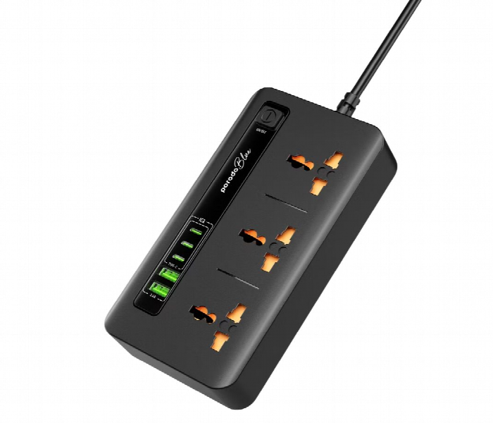 Porodo Blue Multi Port Power Hub  Black - Zoom Image 1