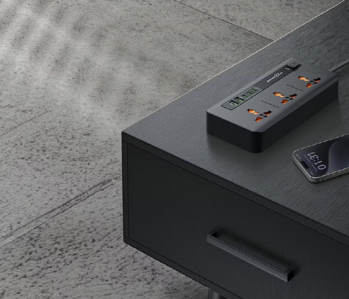 Porodo Blue Multi Port Power Hub  Black - Zoom Image 2