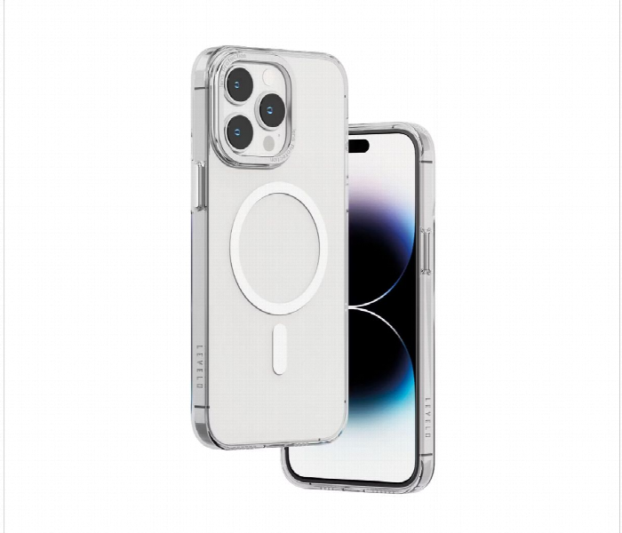 Levelo Magsafe Sensa Clear Back Case For Iphone 14 Pro Clear Or Silver - Zoom Image 2