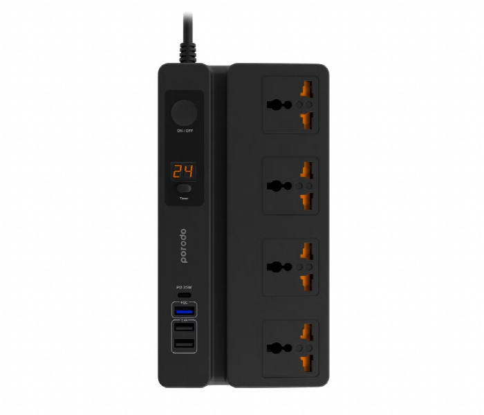 Porodo Multiport Socket 3M Black - Zoom Image 1