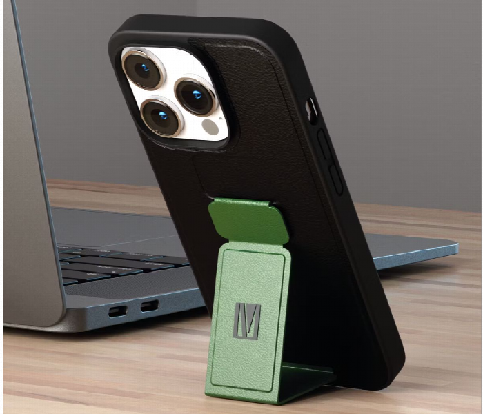 Levelo Morphix Gripstand Iphone 14 Pro Pu Leather Case Pacific Green - Zoom Image 2